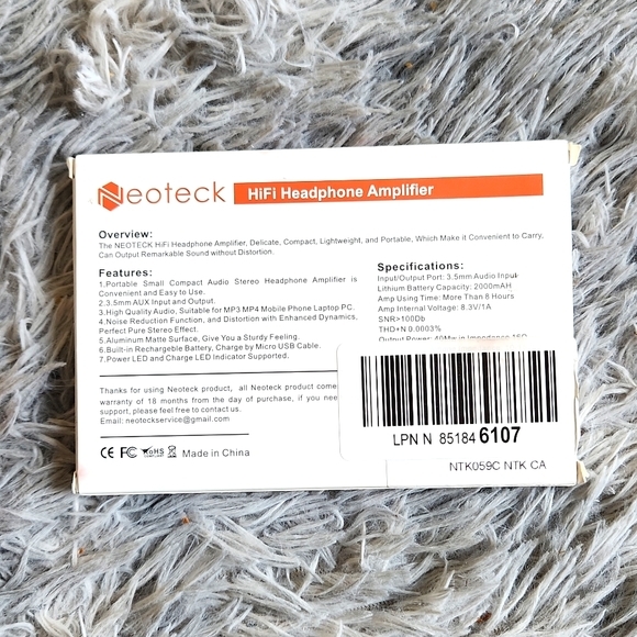 Neoteck Portable Headphone Amplifier 3.5mm Audio Rechargeble HiFi Earphone NEW - Picture 3 of 4